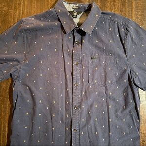 Volcom Navy Subtle Print Short-Sleeve Button-Up Shirt - XL